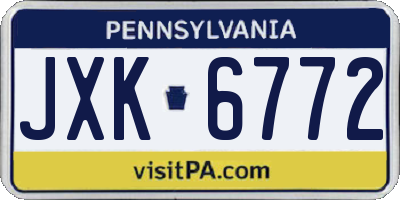 PA license plate JXK6772