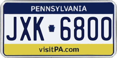 PA license plate JXK6800