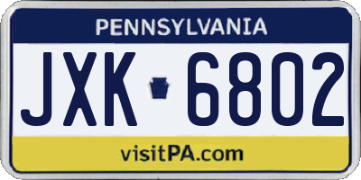 PA license plate JXK6802