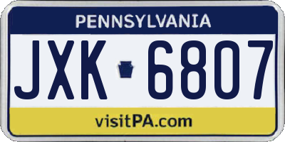 PA license plate JXK6807