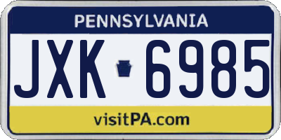 PA license plate JXK6985