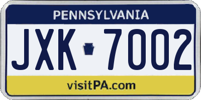 PA license plate JXK7002