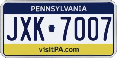 PA license plate JXK7007