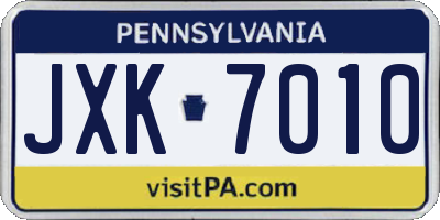 PA license plate JXK7010