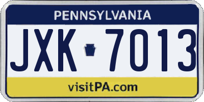 PA license plate JXK7013