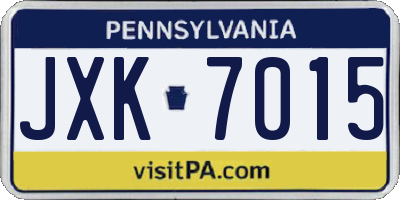 PA license plate JXK7015