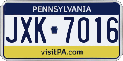 PA license plate JXK7016