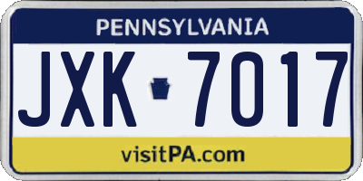 PA license plate JXK7017