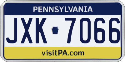 PA license plate JXK7066