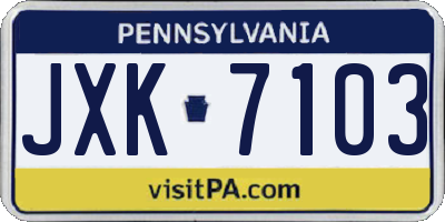 PA license plate JXK7103