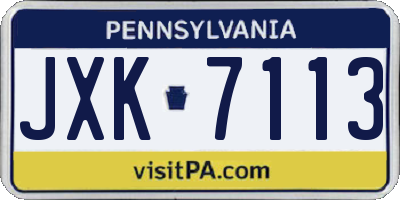 PA license plate JXK7113