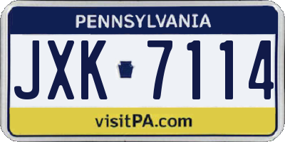 PA license plate JXK7114