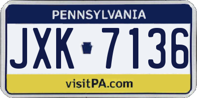 PA license plate JXK7136