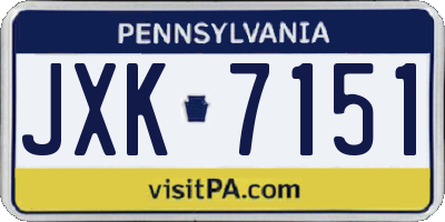 PA license plate JXK7151
