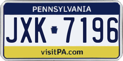 PA license plate JXK7196