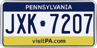PA license plate JXK7207