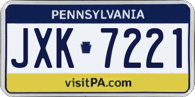 PA license plate JXK7221