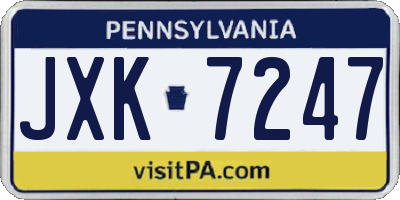 PA license plate JXK7247
