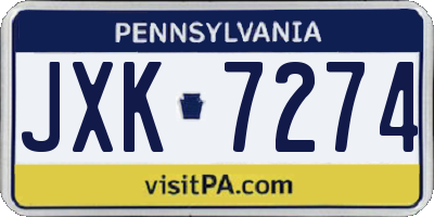 PA license plate JXK7274