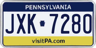 PA license plate JXK7280