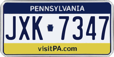 PA license plate JXK7347