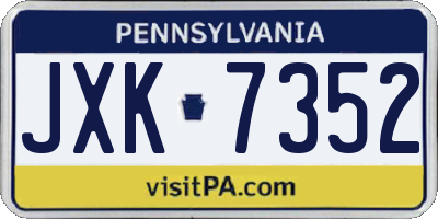 PA license plate JXK7352
