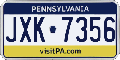 PA license plate JXK7356
