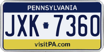 PA license plate JXK7360