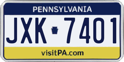 PA license plate JXK7401