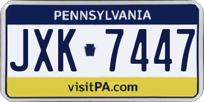 PA license plate JXK7447
