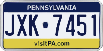 PA license plate JXK7451
