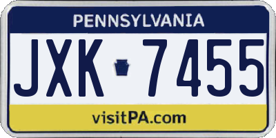 PA license plate JXK7455