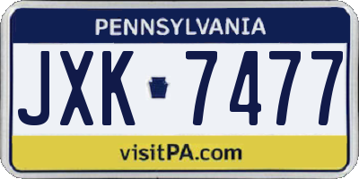 PA license plate JXK7477