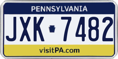 PA license plate JXK7482