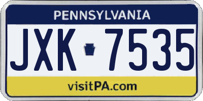 PA license plate JXK7535