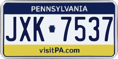 PA license plate JXK7537