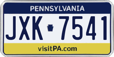 PA license plate JXK7541