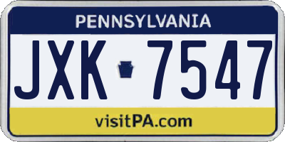 PA license plate JXK7547