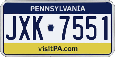 PA license plate JXK7551
