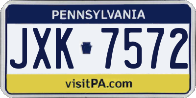 PA license plate JXK7572