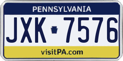 PA license plate JXK7576