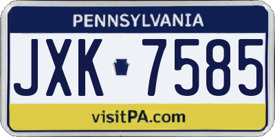 PA license plate JXK7585