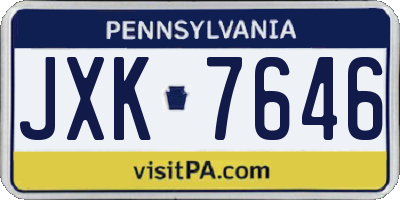 PA license plate JXK7646