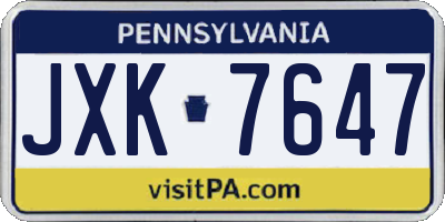 PA license plate JXK7647