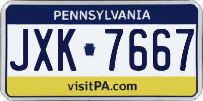 PA license plate JXK7667