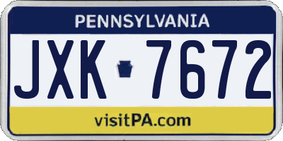 PA license plate JXK7672
