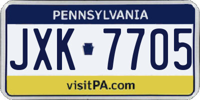 PA license plate JXK7705