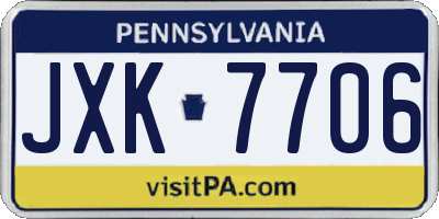 PA license plate JXK7706