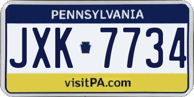 PA license plate JXK7734