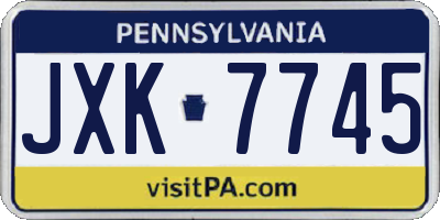 PA license plate JXK7745